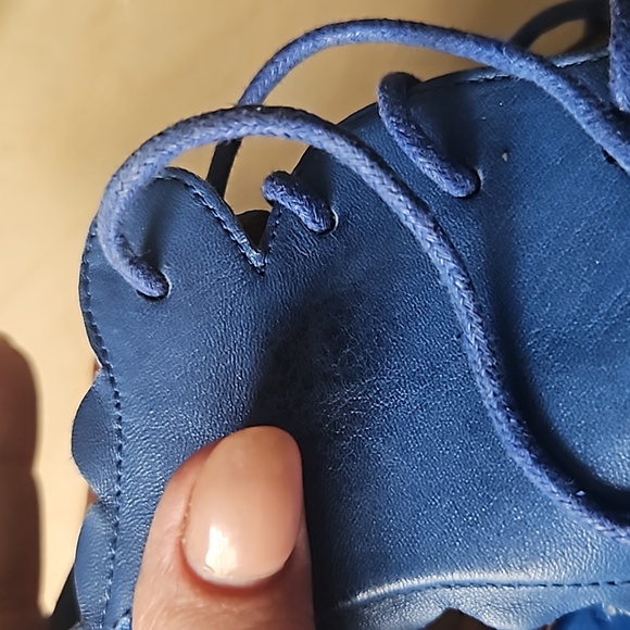 Miz Mooz Blue Leather Lace-up Heeled Pumps - Picture 14 of 14